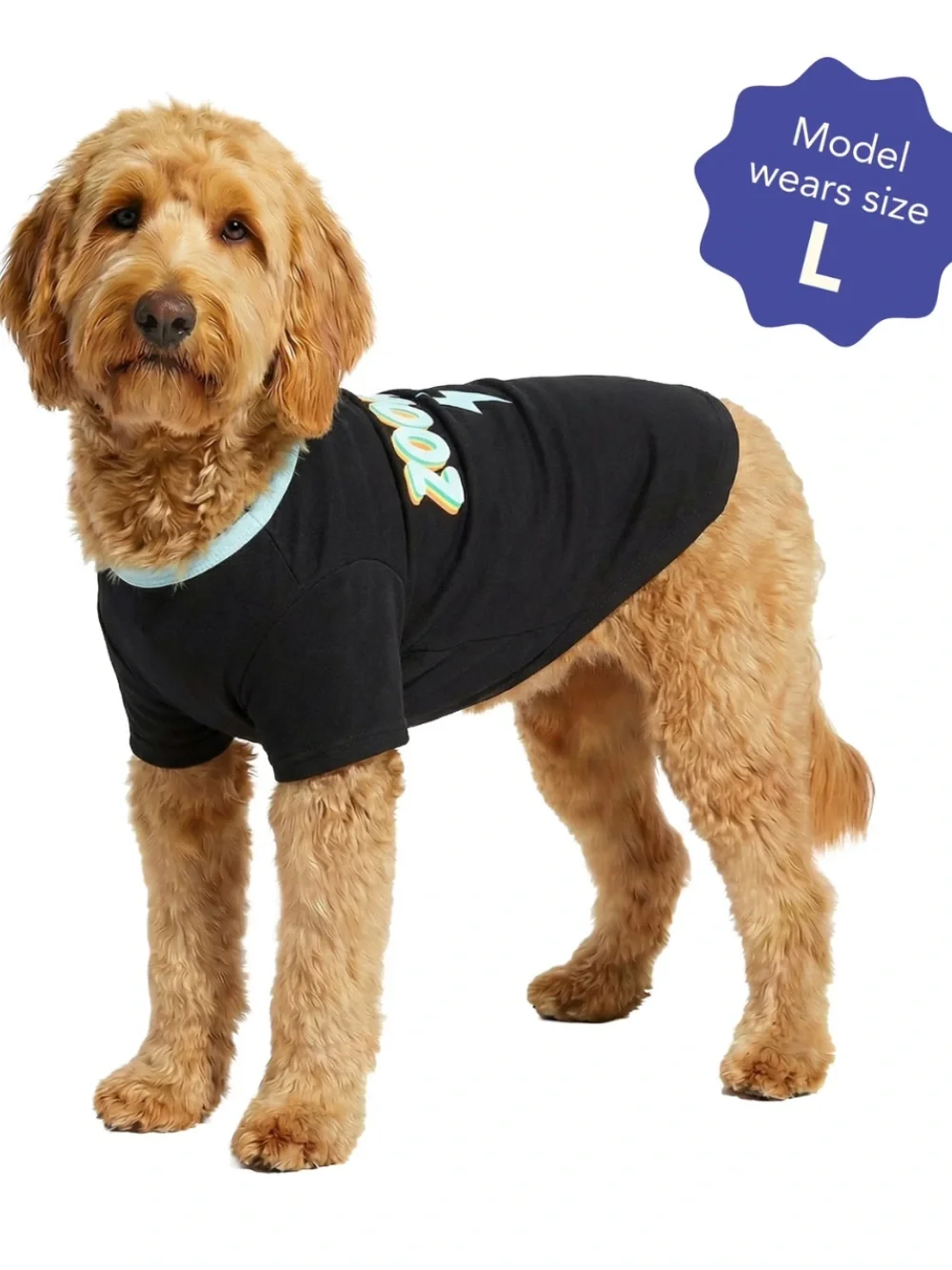 Oodles Black Retro Zoomies Graphic Dog Shirt Clothes Large